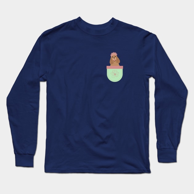 American Cocker Spaniel in Spring Flower Pocket Long Sleeve T-Shirt by Seasonal Dogs